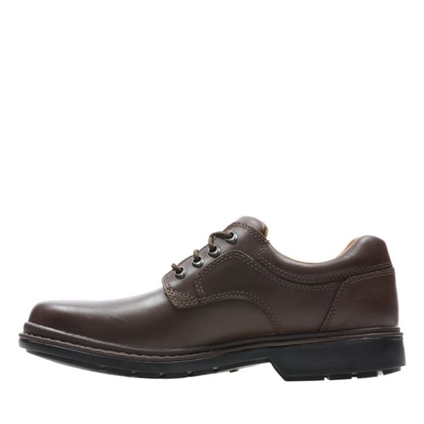 Clarks Mens Rockie Lo GORE-TEX Wide Fit Shoes Ebony Leather | CA-926145